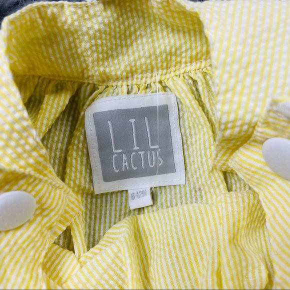LIL CACTUS seersucker dress | yellow - white | - Picture 4 of 8